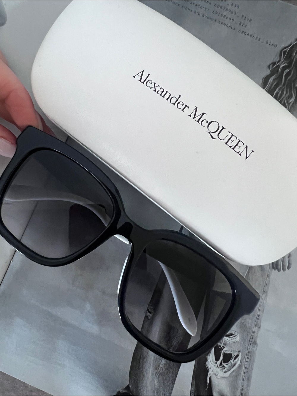 Alexander McQueen Black Oversized Square Sunglasses